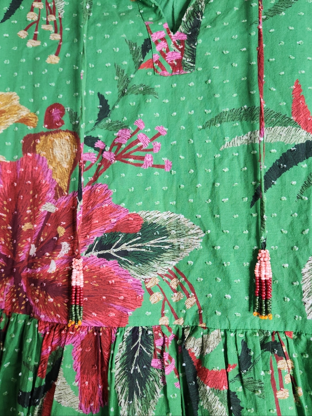 Farm Rio Jimena Tunic Green Dress Resortwear Sz XS - Picture 5 of 5